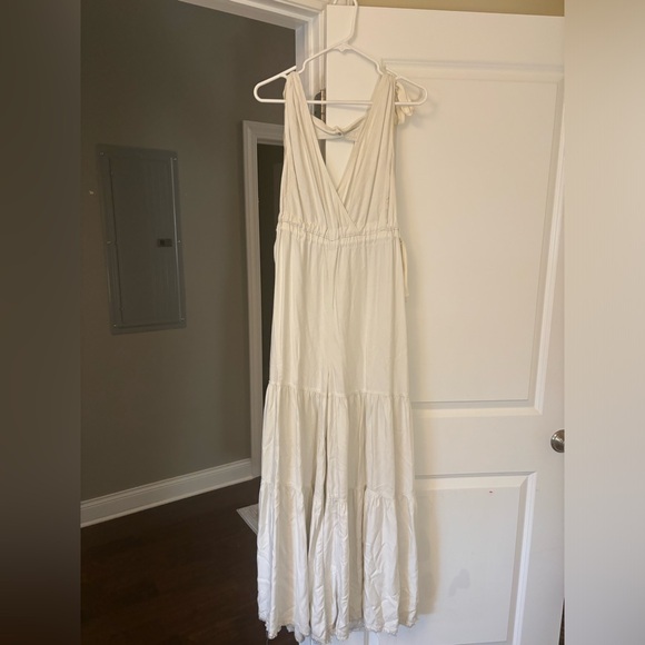 Free people movement flowy cream colored jumpsuit with ties - Picture 2 of 3